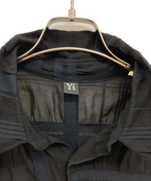 Y's（ワイズ）Y's (ワイズ) 半袖レーヨンシャツ/シアーチェックシャツ/YZ-B05-208 ブラック サイズ:Sの古着・服飾アイテム