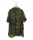 Y'sワイズ）の古着「レーヨンシアーシャツ/半袖レーヨンシャツ/YZ-B05-208」｜カーキ