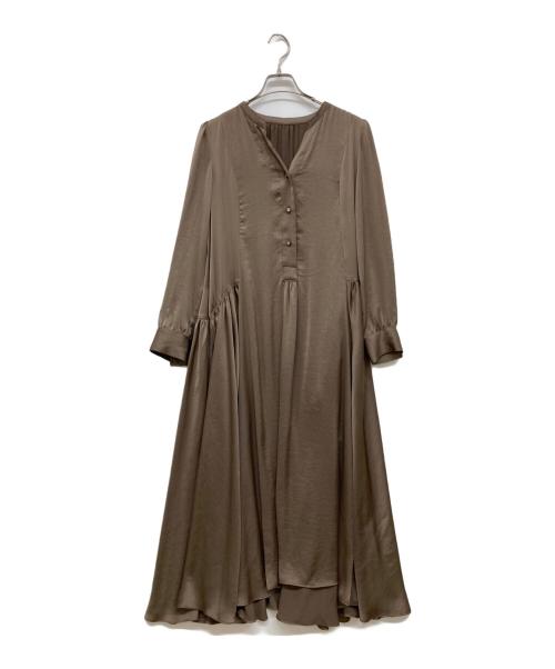 Kanako closet（カナコクローゼット）Kanako closet (カナコクローゼット) ヴィンテージサテンサイドギャザー&フレアワンピース/ワンピース/214-3473 ブラウン サイズ:Mの古着・服飾アイテム