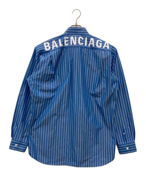 BALENCIAGA（バレンシアガ）BALENCIAGA (バレンシアガ) バックロゴストライプシャツ ブルー サイズ:38の古着・服飾アイテム