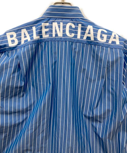 BALENCIAGA（バレンシアガ）BALENCIAGA (バレンシアガ) バックロゴストライプシャツ ブルー サイズ:38の古着・服飾アイテム