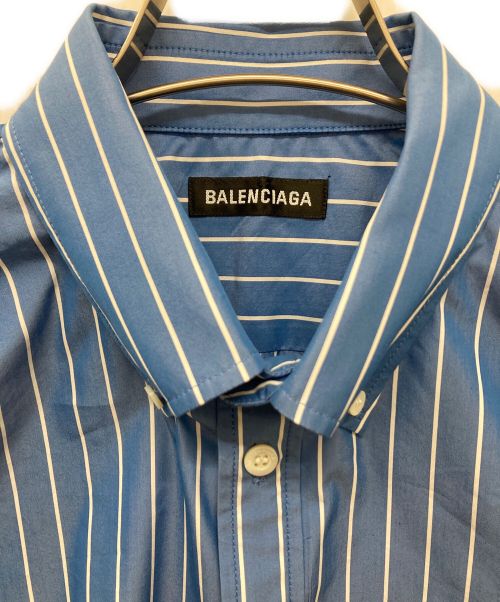 BALENCIAGA（バレンシアガ）BALENCIAGA (バレンシアガ) バックロゴストライプシャツ ブルー サイズ:38の古着・服飾アイテム