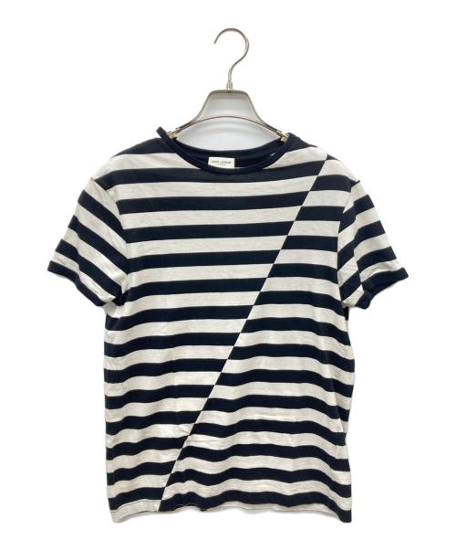 Saint Laurent Paris（サンローランパリ）Saint Laurent Paris (サンローランパリ) ボーダーカットソー ホワイト×ブラック サイズ:Sの古着・服飾アイテム