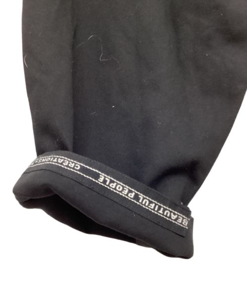 beautiful people（ビューティフルピープル）beautiful people (ビューティフルピープル) ウールロゴドスキンツータックテーパードパンツ ブラック サイズ:36の古着・服飾アイテム