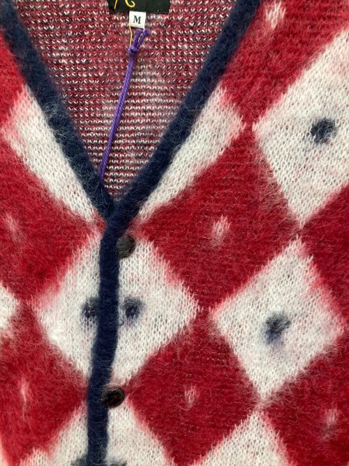 Needles（ニードルズ）Needles (ニードルズ) Mohair Cardigan レッド×ネイビー サイズ:Mの古着・服飾アイテム