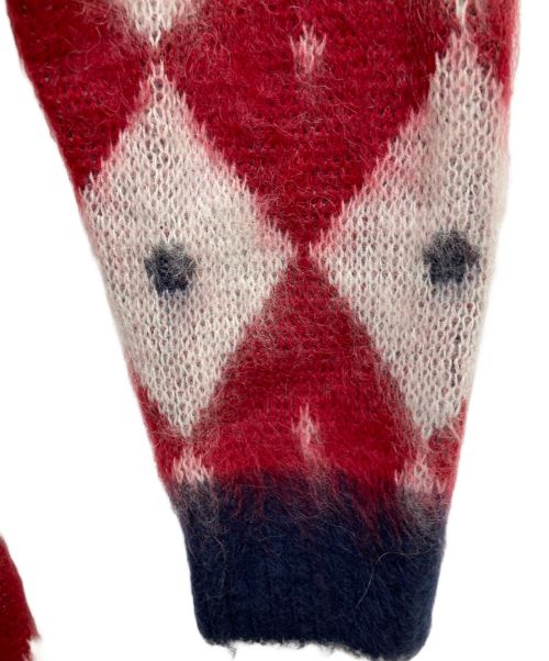 Needles（ニードルズ）Needles (ニードルズ) Mohair Cardigan レッド×ネイビー サイズ:Mの古着・服飾アイテム