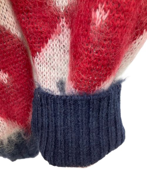 Needles（ニードルズ）Needles (ニードルズ) Mohair Cardigan レッド×ネイビー サイズ:Mの古着・服飾アイテム