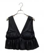 Sea Room lynnシールームリン）の古着「パッドinサテンFRILLビスチェ」｜ブラック