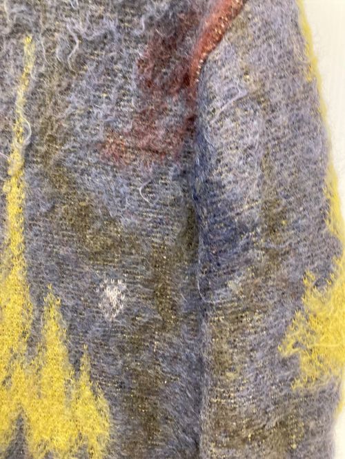 YOKE（ヨーク）YOKE (ヨーク) STILL JACQUARD CREWNECK ネイビー×イエロー サイズ:2の古着・服飾アイテム