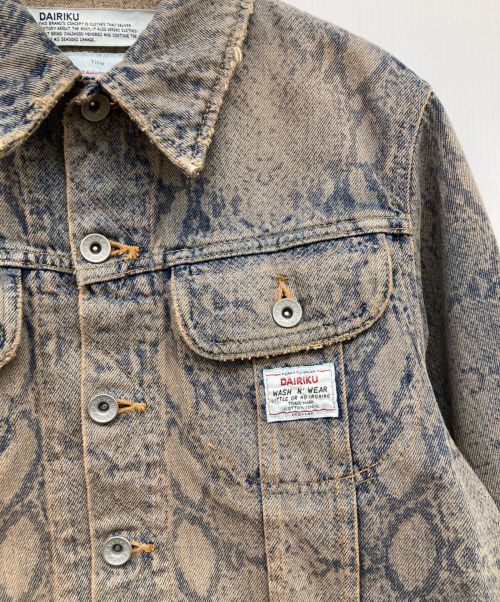 DAIRIKU（ダイリク）DAIRIKU (ダイリク) 23AW/Python Short Hem Denim Jacket/パイソンショートヘムデニムジャケット/ショートデニムジャケット/デニムジャケット ブルー サイズ:Mの古着・服飾アイテム