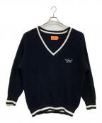 KEBOZケボズ）の古着「チルデンニット/Vネックニット/ニット」｜ブラック