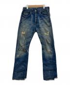 LEVI'S VINTAGE CLOTHINGリーバイス ビンテージ クロージング）の古着「S501XX/1944年モデル復刻/ボロデニムパンツ/LOT44501/日本製/00s/月桂冠ボタン//ﾋﾞｯｸﾞEBIG E」｜インディゴ
