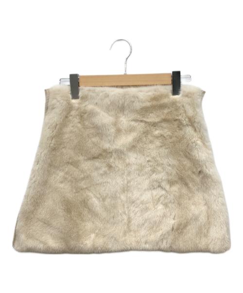MaxMara（マックスマーラ）MaxMara (マックスマーラ) 毛皮ニットスカート ベージュ サイズ:記載なしの古着・服飾アイテム