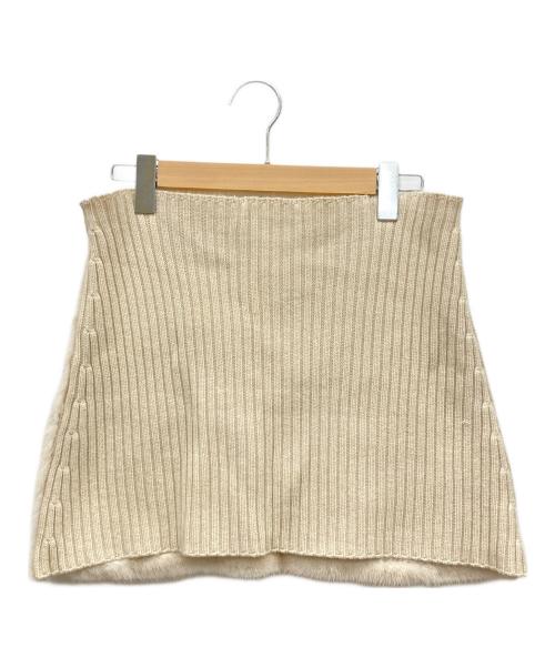 MaxMara（マックスマーラ）MaxMara (マックスマーラ) 毛皮ニットスカート ベージュ サイズ:記載なしの古着・服飾アイテム