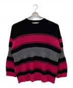 DAIRIKUダイリク）の古着「Molly Border Mohair Knit」｜ブラック×ピンク