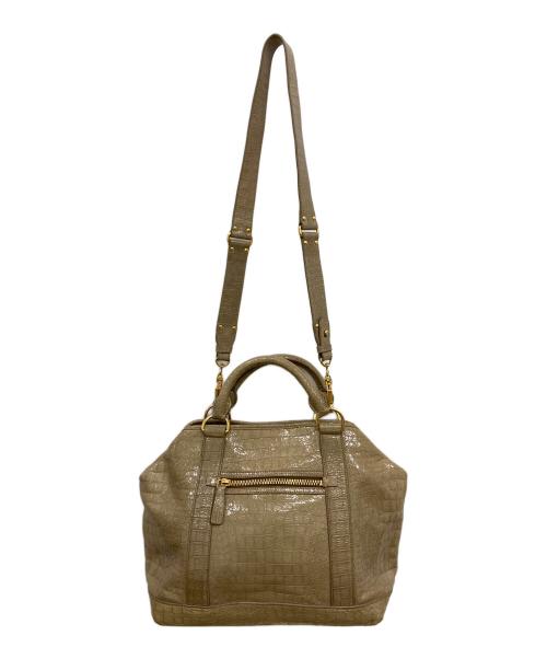 MIU MIU（ミュウミュウ）MIU MIU (ミュウミュウ) クロコ型押し2WAYトートバッグ ベージュの古着・服飾アイテム