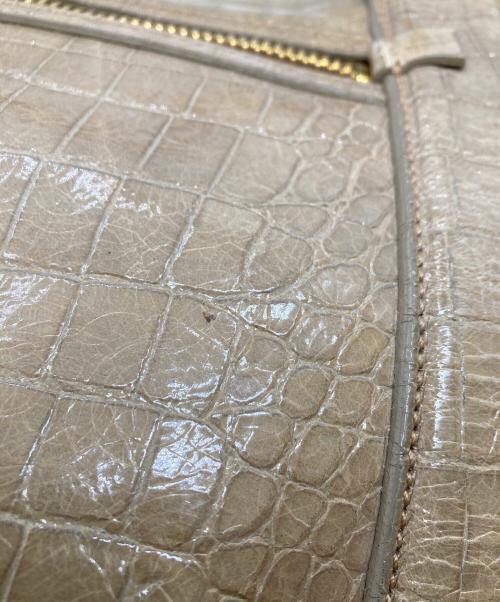 MIU MIU（ミュウミュウ）MIU MIU (ミュウミュウ) クロコ型押し2WAYトートバッグ ベージュの古着・服飾アイテム
