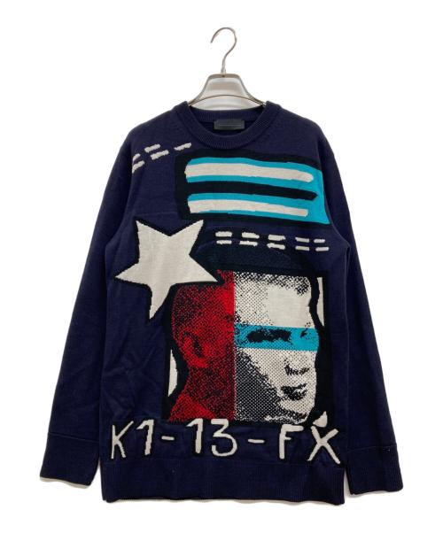 DIESEL Black Gold（ディーゼル ブラック ゴールド）DIESEL Black Gold (ディーゼル ブラック ゴールド) グラフィックニット/PATTERNED SWEATER/ニット/K1-13-FX パープル サイズ:Sの古着・服飾アイテム