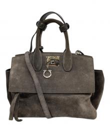 Salvatore Ferragamo（サルヴァトーレ フェラガモ）の古着「ガンチーニスタジオスエード 2WAYハンドバッグ/21 H796」｜ブラウン