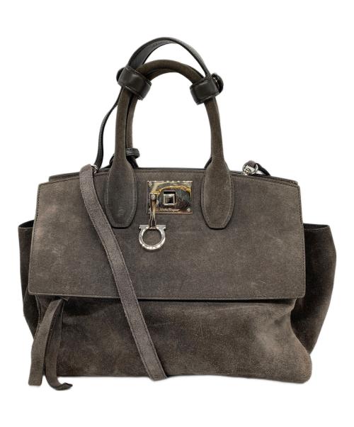 Salvatore Ferragamo（サルヴァトーレ フェラガモ）Salvatore Ferragamo (サルヴァトーレ フェラガモ) ガンチーニスタジオスエード 2WAYハンドバッグ/21 H796 ブラウンの古着・服飾アイテム