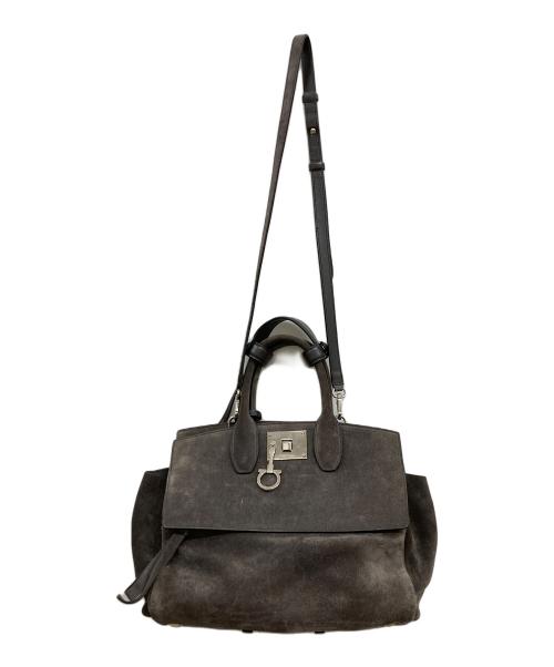 Salvatore Ferragamo（サルヴァトーレ フェラガモ）Salvatore Ferragamo (サルヴァトーレ フェラガモ) ガンチーニスタジオスエード 2WAYハンドバッグ/21 H796 ブラウンの古着・服飾アイテム