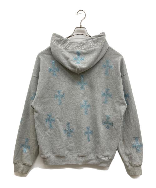 unknown（アンノウン）Unknown (アンノーン) ライトストーンジップパーカー/ジップパーカー/パーカーー/クロスストーン/十字架 グレー サイズ:XLの古着・服飾アイテム