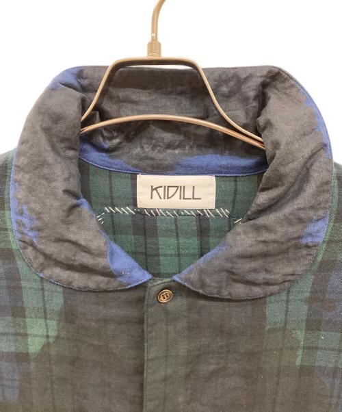 KIDILL（キディル）KIDILL (キディル) 【24SS】ピーターパン シャツ / PETER PAN SHIRT/チェックシャツ/KL799 グリーン×ネイビー サイズ:Fの古着・服飾アイテム