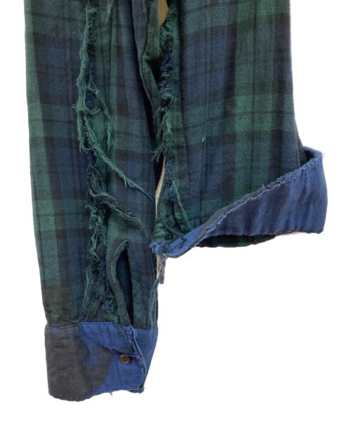 KIDILL（キディル）KIDILL (キディル) 【24SS】ピーターパン シャツ / PETER PAN SHIRT/チェックシャツ/KL799 グリーン×ネイビー サイズ:Fの古着・服飾アイテム