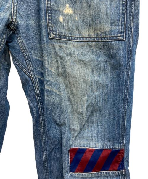 RALPH LAUREN RUGBY（ラルフローレンラグビー）RALPH LAUREN RUGBY (ラルフローレンラグビー) パッチワークベイカーデニムパンツ/パッチワーク/デニムパンツ/ベイカーパンツ/ダメージデニム ブルー サイズ:ｗ３２の古着・服飾アイテム