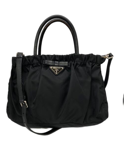 PRADA（プラダ）PRADA (プラダ) リボンギャザー2WAYバッグ/ハンドバッグ//2WAYバッグ/ギャランティーカード付/2WAYバッグ/BN1631 ブラックの古着・服飾アイテム