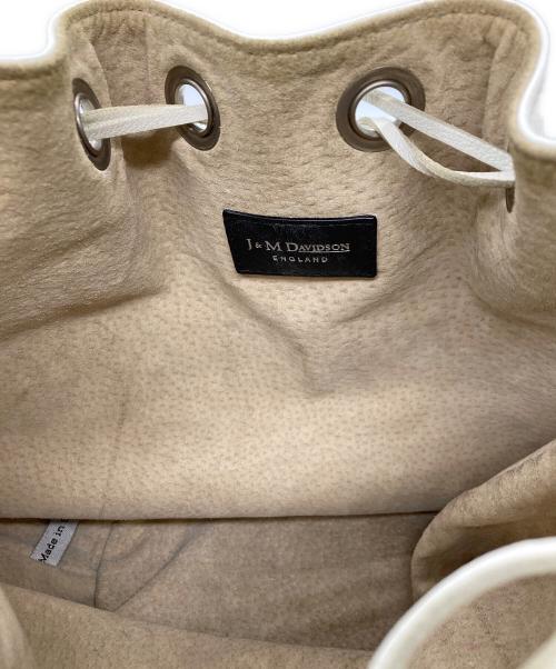 J&M DAVIDSON（ジェイ＆エム デヴィッドソン）J&M DAVIDSON (ジェイ＆エム デヴィッドソン) バイカラーフリンジ巾着ワンショルダーバッグ/バイカラーバッグ/バッグ/ショルダーバッグ/巾着バッグ ホワイト×ブラックの古着・服飾アイテム