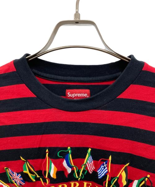 SUPREME（シュプリーム）SUPREME (シュプリーム) 19aw/Flagl/S Top/ボーダーカットソー/ロングスリーブカットソー ブラック×レッド サイズ:Sの古着・服飾アイテム