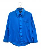 celliniチェリーニ）の古着「70s/デカ襟ポリエステルシャツ」｜ブルー