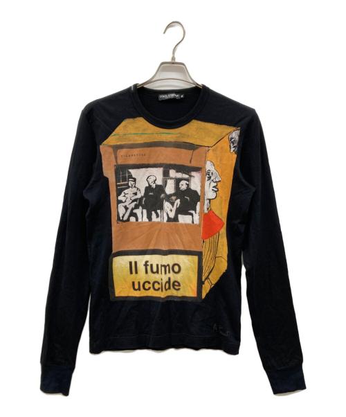 DOLCE & GABBANA（ドルチェ＆ガッバーナ）DOLCE & GABBANA (ドルチェ＆ガッバーナ) A.Pezzati/ロングスリーブカットソー/プリントカットソー/JT.G8C06T ブラック サイズ:46の古着・服飾アイテム