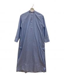 AURALEE（オーラリー）の古着「「FINX SILK SHIRT」/ストライプシャツワンピース/シャツワンピース/ワンピース/ストライプ柄/A9SD03FS」｜ブルー×ホワイト