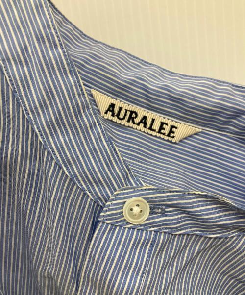 AURALEE（オーラリー）AURALEE (オーラリー) 「FINX SILK SHIRT」/ストライプシャツワンピース/シャツワンピース/ワンピース/ストライプ柄/A9SD03FS ブルー×ホワイトの古着・服飾アイテム