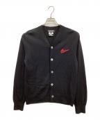 COMME des GARCONS HOMME DEUX×NIKEコムデギャルソン オム ドゥ×ナイキ）の古着「スウォシュラインウールカーディガン」｜ブラック