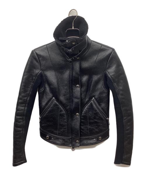 BURBERRY LONDON（バーバリーロンドン）BURBERRY LONDON (バーバリーロンドン) ラムレザー裏ボアフライトジャケット ブラック サイズ:36の古着・服飾アイテム