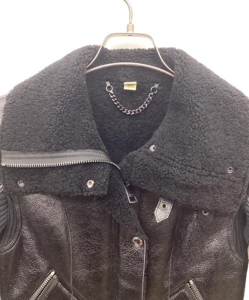 BURBERRY LONDON（バーバリーロンドン）BURBERRY LONDON (バーバリーロンドン) ラムレザー裏ボアフライトジャケット ブラック サイズ:36の古着・服飾アイテム