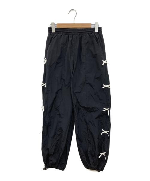 Sea Room lynn（シールームリン）Sea Room Lynn (シールームリン) Side mini Ribbon Sportyパンツ/ナイロンパンツ/ドローコードパンツ ブラック サイズ:Mの古着・服飾アイテム