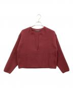 Sea Room lynnシールームリン）の古着「ハイストレッチキーネックニット」｜ボルドー