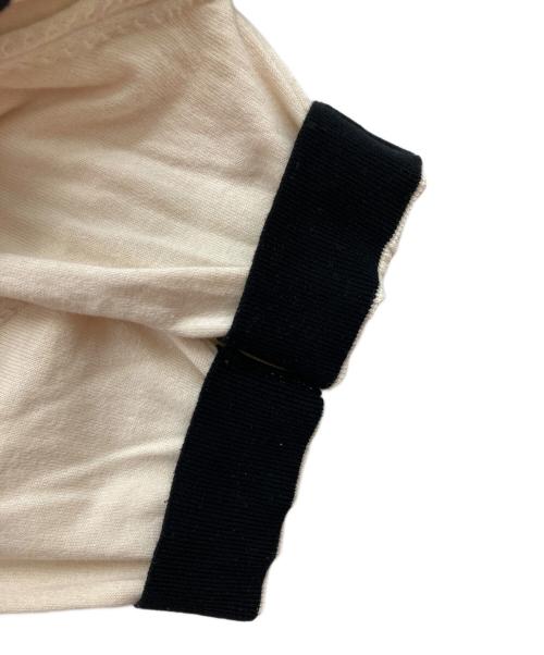 maison kitsune（メゾンキツネ）MAISON KITSUNE (メゾンキツネ) ビッグロゴサマーニット ベージュ×ブラック サイズ:Mの古着・服飾アイテム