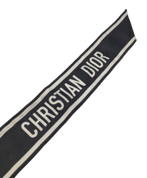 Christian Dior（クリスチャン ディオール）Christian Dior (クリスチャン ディオール) ミッツァ/シルクリボンスカーフ/スカーフ/シルクスカーフ/12TOJ1061605 グレー×ホワイトの古着・服飾アイテム
