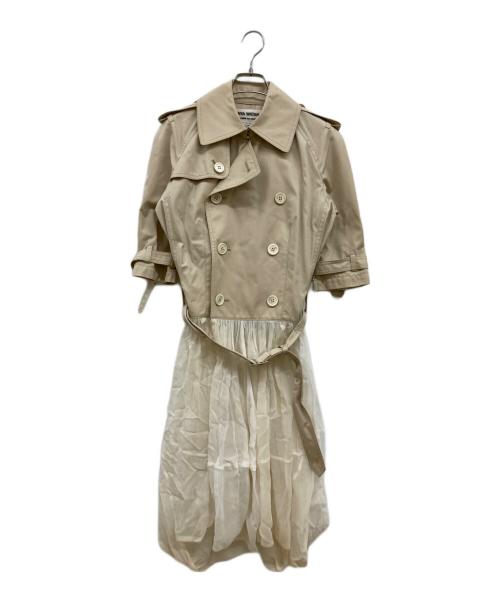 JUNYA WATANABE COMME des GARCONS（ジュンヤワタナベ コムデギャルソン）JUNYA WATANABE COMME des GARCONS ((ジュンヤワタナベ コムデギャルソン) プリーツ切替トレンチコート/JG-O005 ベージュ×ホワイト サイズ:XSの古着・服飾アイテム