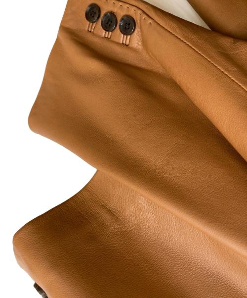 INTERMEZZO（インターメッツォ）INTERMEZZO (インターメッツォ) ラムレザーテーラードジャケット/ﾃｰﾗｰﾄﾞｼﾞｬｹｯﾄ/レザージャケット ベージュ サイズ:Ⅿの古着・服飾アイテム