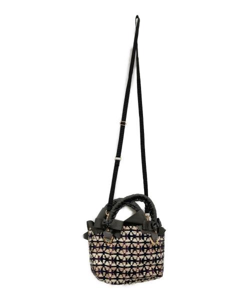 LECREATIVE?（レクリエイティブ）LECREATIVE? (レクリエイティブ) ツイードリボン2WAYバッグ/2WAYミニショルダーバッグ/ツイードバッグ ネイビー×ホワイトの古着・服飾アイテム