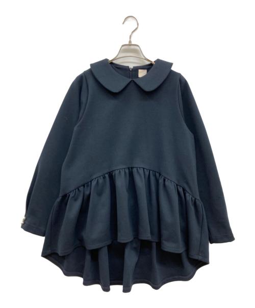 THREE SQUARE（スリースクエア）THREE SQUARE (スリースクエア) ラウンドカラープルオーバーチュニック/V11P012-28-F ネイビー サイズ:freeの古着・服飾アイテム