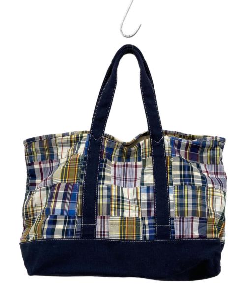 J.CREW（ジェイクルー）J.CREW (ジェイクルー) パッチワークトートバッグ/ドッキングバッグ ネイビー×ベージュの古着・服飾アイテム