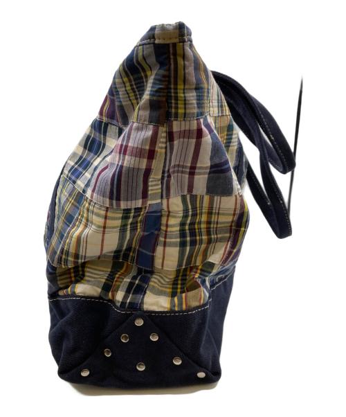 J.CREW（ジェイクルー）J.CREW (ジェイクルー) パッチワークトートバッグ/ドッキングバッグ ネイビー×ベージュの古着・服飾アイテム