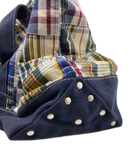 J.CREW（ジェイクルー）J.CREW (ジェイクルー) パッチワークトートバッグ/ドッキングバッグ ネイビー×ベージュの古着・服飾アイテム